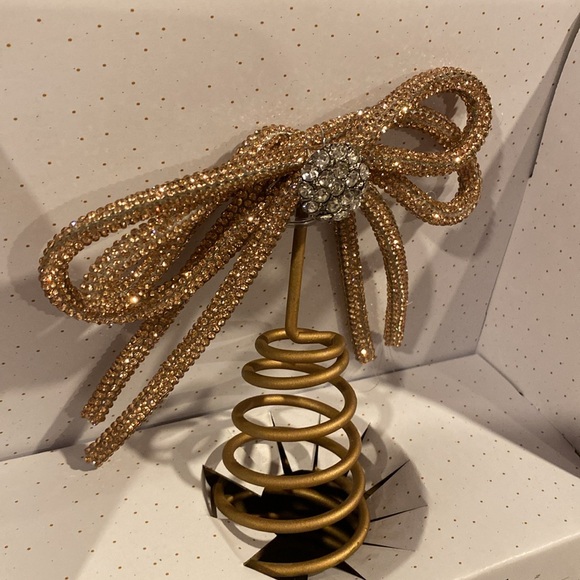 BNWT MIDWINTER MODERN Viral Gold Rhinestone Bow Christmas Tree Topper - Picture 3 of 5